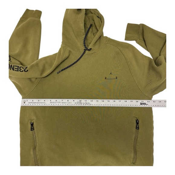 Jordan 23 Engineered Men Olive Green Zip Pocket Hoodie Sweatshirt - Picture 7 of 8
